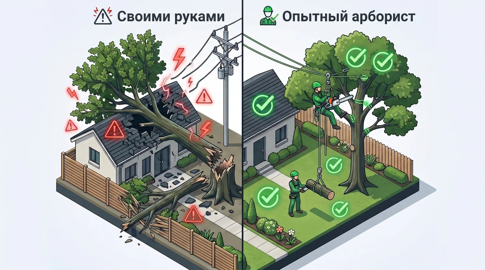 Опасность спила вблизи ЛЭП и электрическая дуга